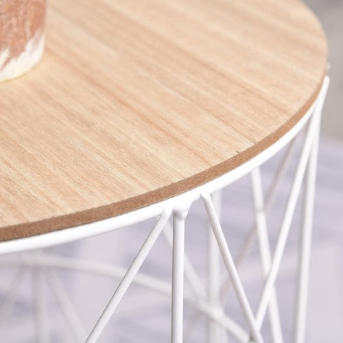 Set of 2 Nesting End Tables with Metal Storage Basket, Round Side Coffee Tables for Home, Living Room, Bedroom Set of 2 Nesting End Tables with Metal Storage Basket, Round Side Coffee Tables for Home, Living Room, Bedroom